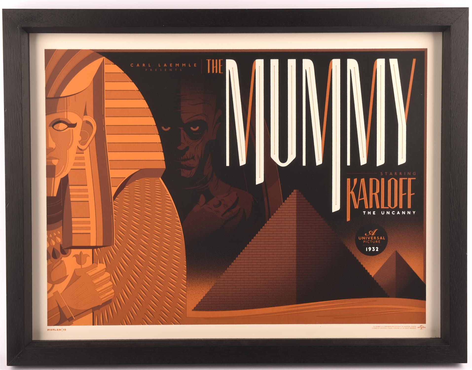 Tom Whalen: The Mummy, The Universal Monsters (2013) Limited edition silkscreen print,