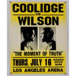 Coolidge vs Wilson ‘The Moment of Truth’, Original production fight poster on board,
