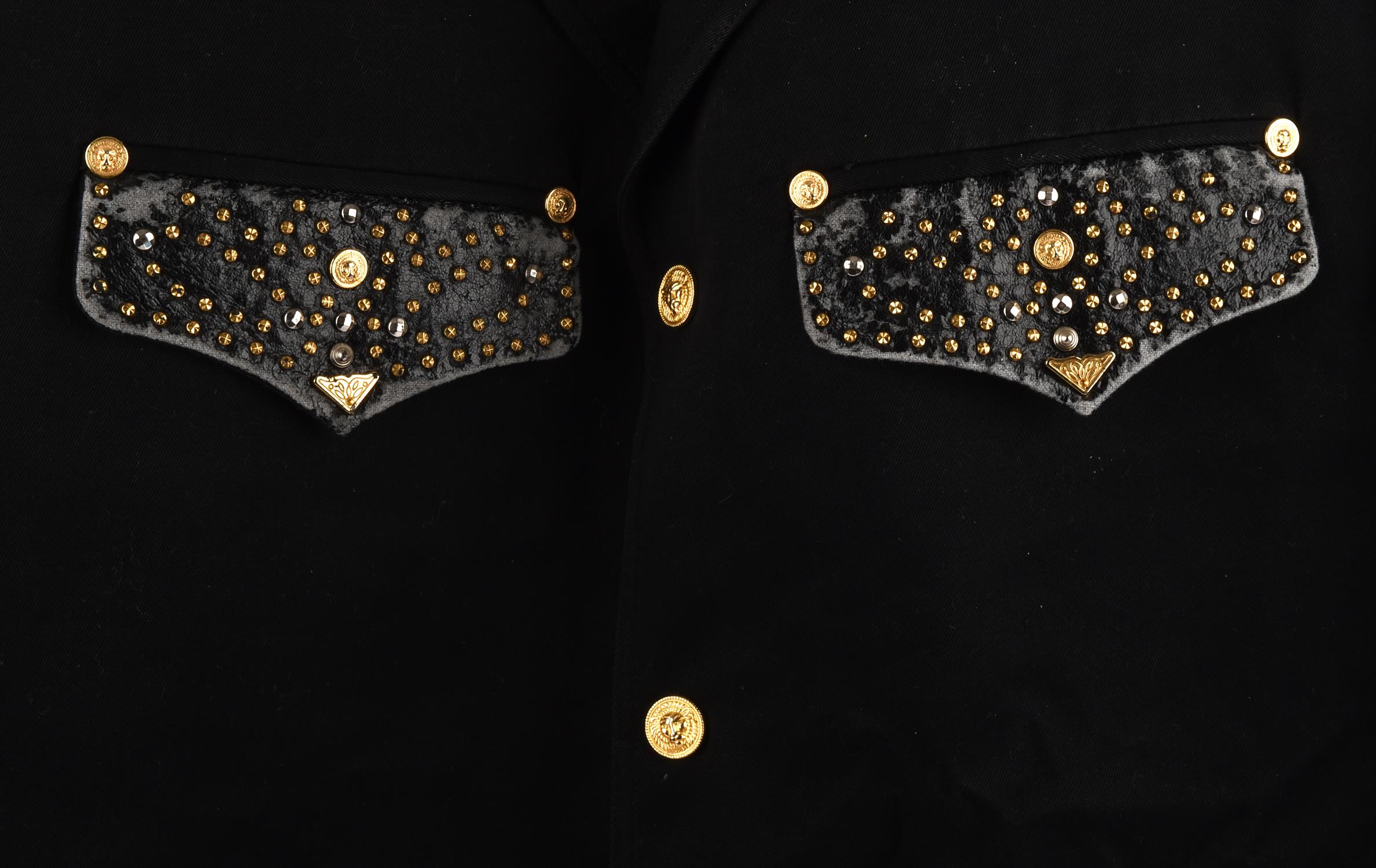 Michael Jackson - Versus Gianni Versace black cotton jacket with gold metal buttons and sequins, - Bild 2 aus 5