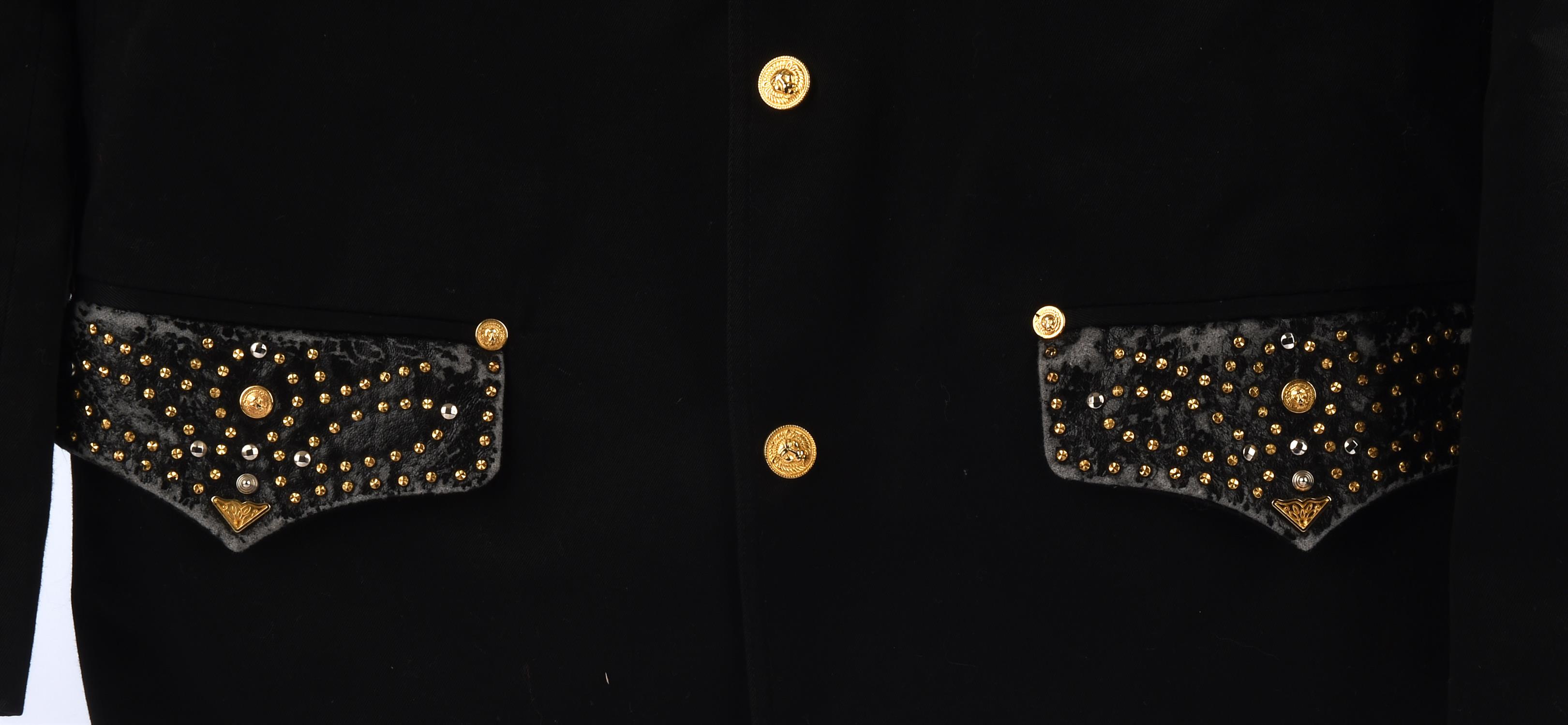 Michael Jackson - Versus Gianni Versace black cotton jacket with gold metal buttons and sequins, - Bild 4 aus 5