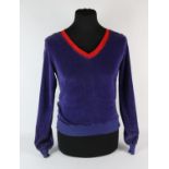 Lost in Space (1960s TV Series)- a vintage purple sweater with red V-neck, label reads 'Western