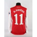 Arsenal Football club, Santos (No.11) Champions league 2011 - 2012 L/S match issued shirt,