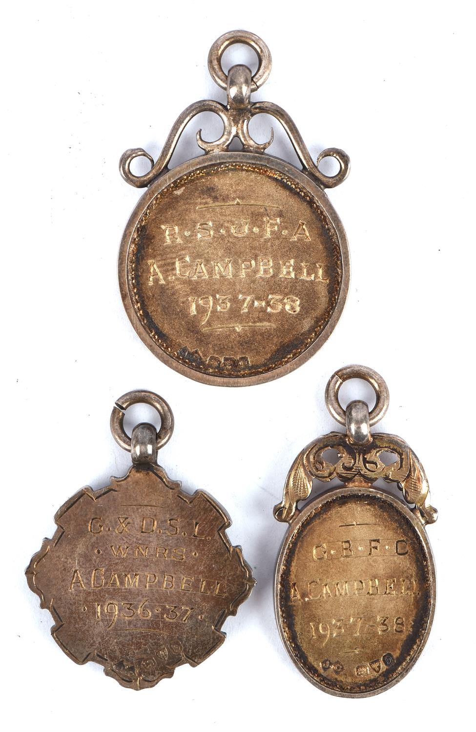 Three Silver Football Medals awarded to A.Campbell - All with Blue Lion Crest to front, - Image 2 of 2