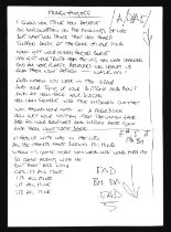 OASIS – “Mucky Fingers” Lyrics Handwritten by Noel Gallagher – “Mucky Fingers” lyrics were not used