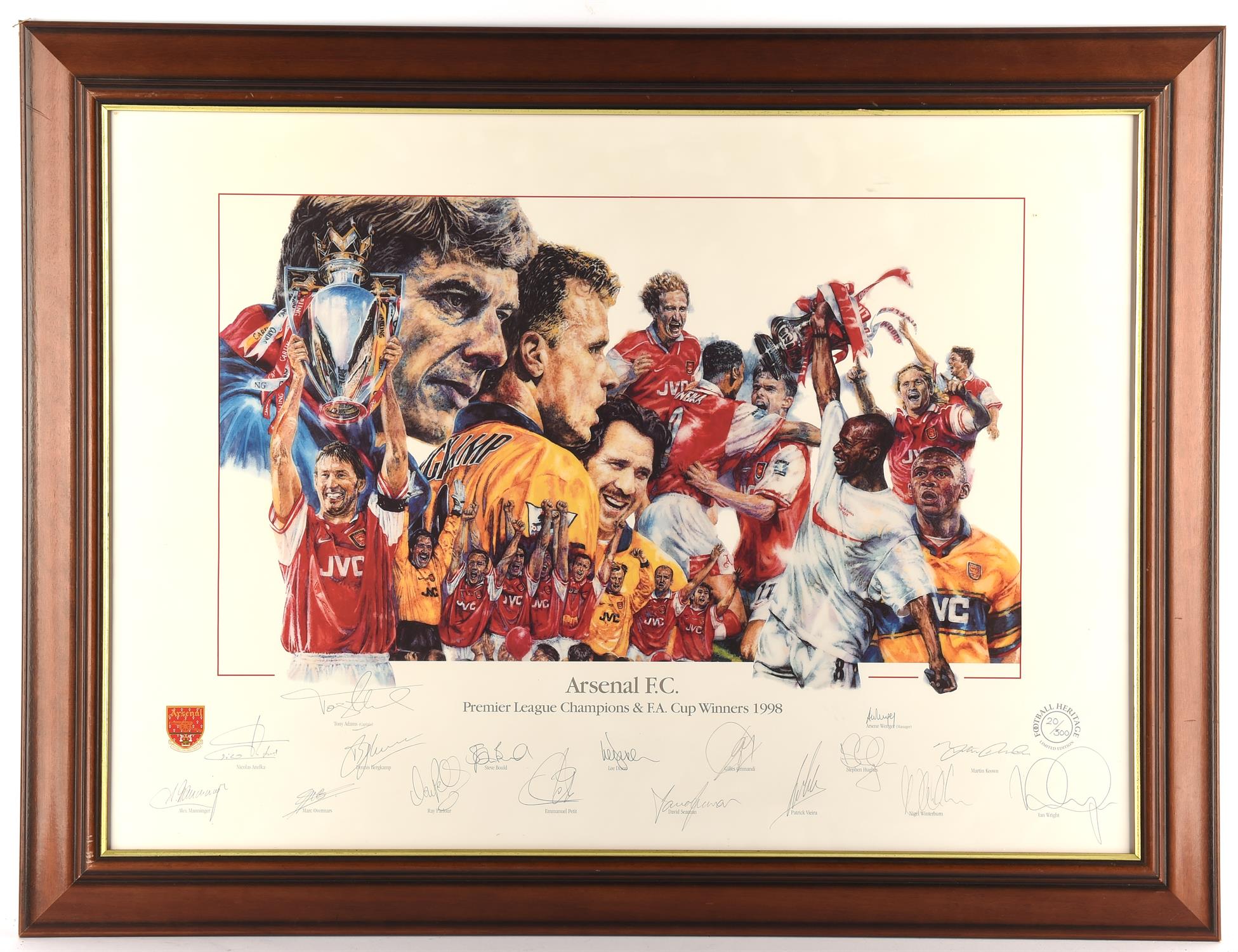 Arsenal - Team Signed Premier League Champions & F.A Cup Winners 1998 Display Art Print,