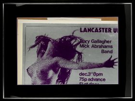 Rory Gallagher Music Concert Poster. Lancaster University, 3 December 1971. With support from Mick