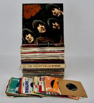 Vinyl record collection. Approx 60 LPs and 60 singles Including The Beatles Rubber Soul,