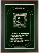 King Crimson Music Concert Poster. King Crimson at Lancaster University, 8 October 1971,