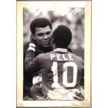 Pele - signed photo showing him with Muhammad Ali, with A1 Sporting Memorabilia COA,