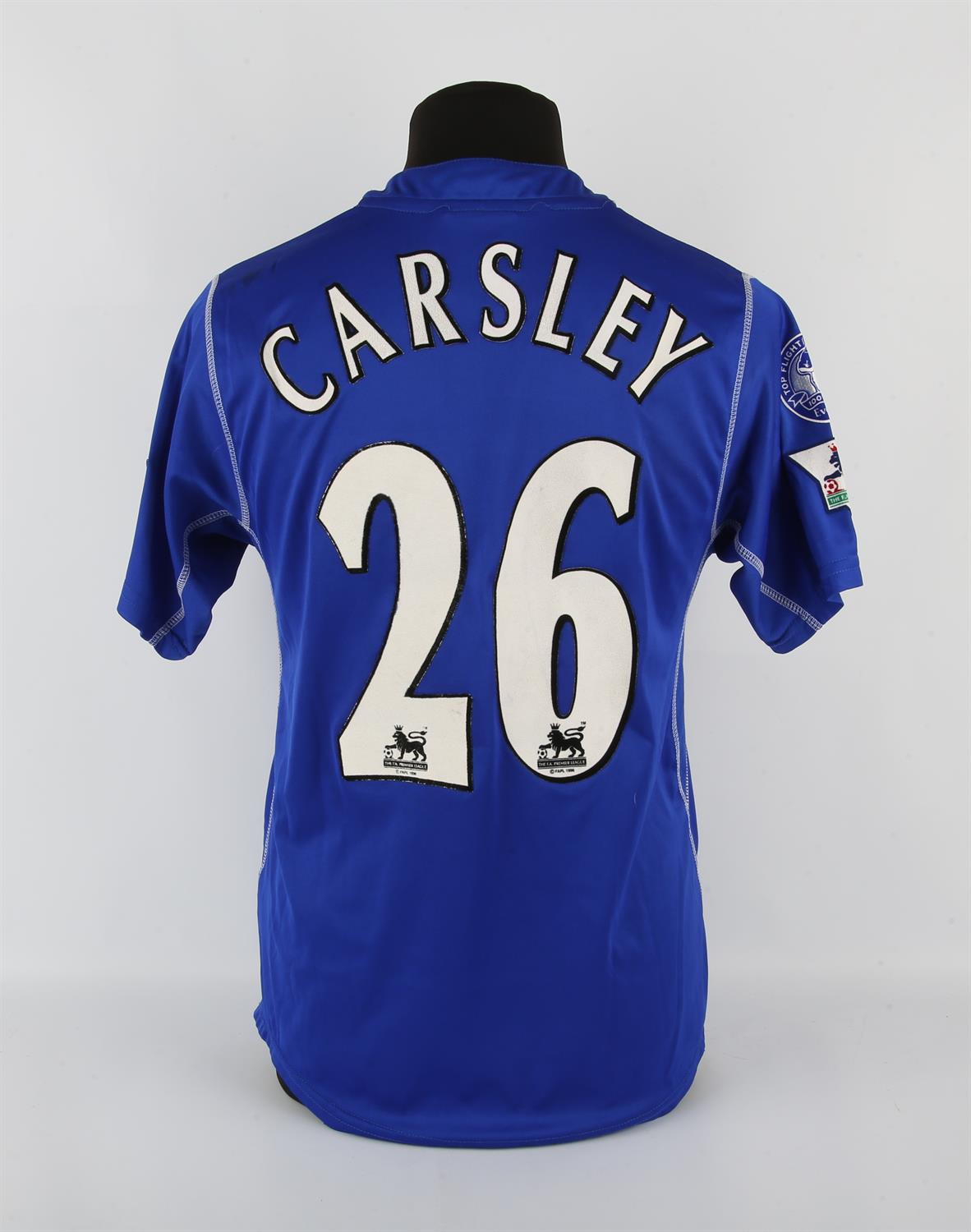 Everton Football Club Carsley (No.26) 2002 - 2003 shirt. Match worn. Provenance kitman.