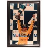 Giancarlo Fisichella - Signed Podium Photo from 1997 Belgian Grand Prix. Spa-Francorchamps,