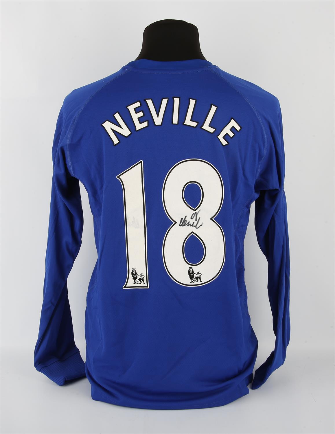 Everton Football club, Phil Neville (No.18 - signed on rear) Premier Season shirt from 2010-2011,