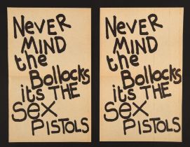 The Sex Pistols – A pair of 1977 promotional flyers, printed on toilet paper, both read in black