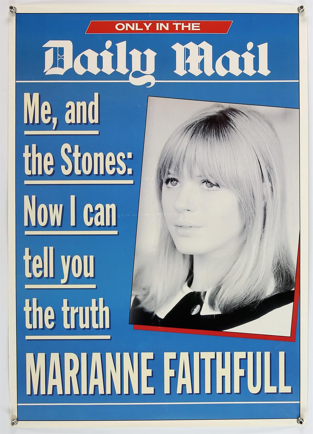 Three Newspaper posters - Two Evening Standard for The Rolling Stones and Daily Mail Marianne - Image 2 of 3