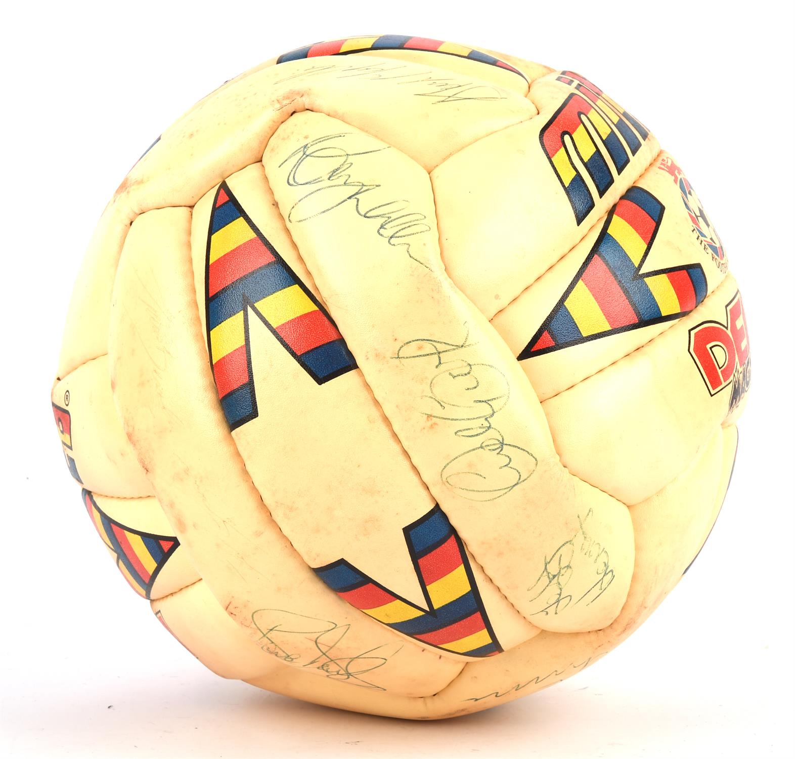 Football with various signatures / autographs. The ball is a Mitre Delta Magnum circa early 1990s. - Image 2 of 2