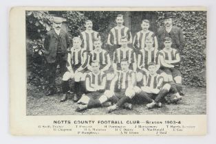 Football postcard. 6 x 4 inches. Notts County Football Club 1903-04.