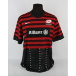 Saracens replica rugby shirt. 2014 - 2015. Signed. Provenance given to Saracens backroom staff