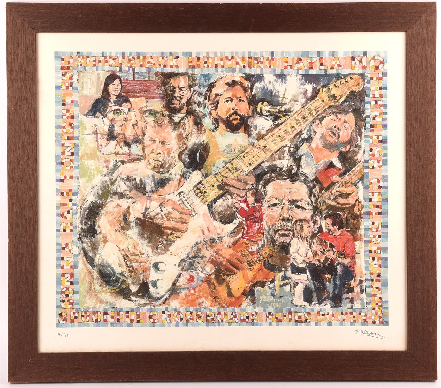Eric Clapton - Print Signed by the artist Frank Brown, Limited edition number 4/61,
