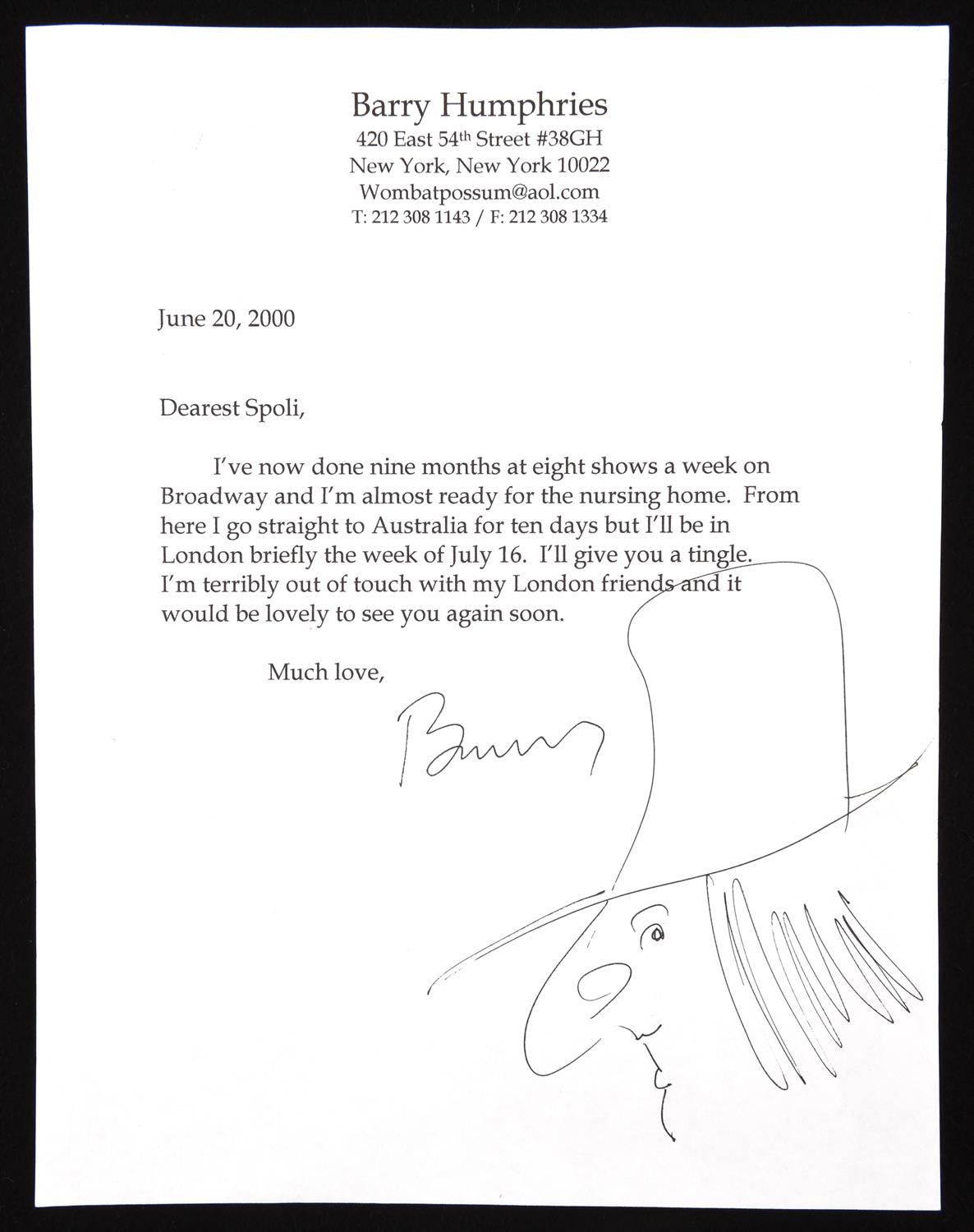 Barry Humphries (1934-2023). Two Autograph Letters Signed; Three Typescript Letters Signed; and a - Image 8 of 8