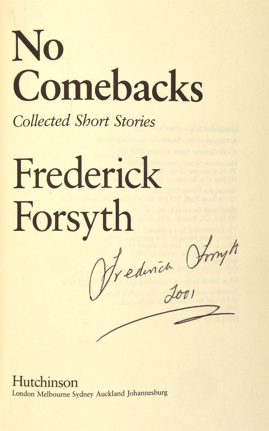 Frederick Forsyth and Dick Francis: Five Signed first edition hardback books - FORSYTH (Frederick). - Image 2 of 6