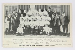 Football postcard. 6 x 4 inches. Preston North End Football Team 1904-1905.