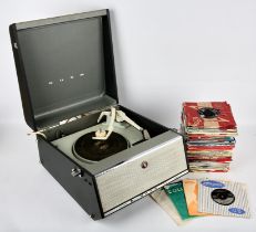 BUSH record player with a collection of 90 x vinyl 1960s 7" singles & EPS. Including The Beatles,