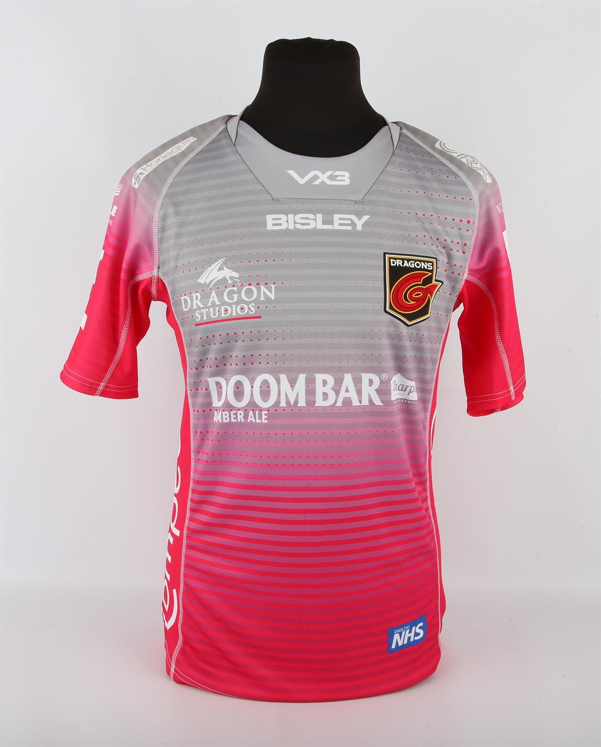 Dragons rugby shirt. Luke Baldwin (No.9). Match issued - Image 2 of 2