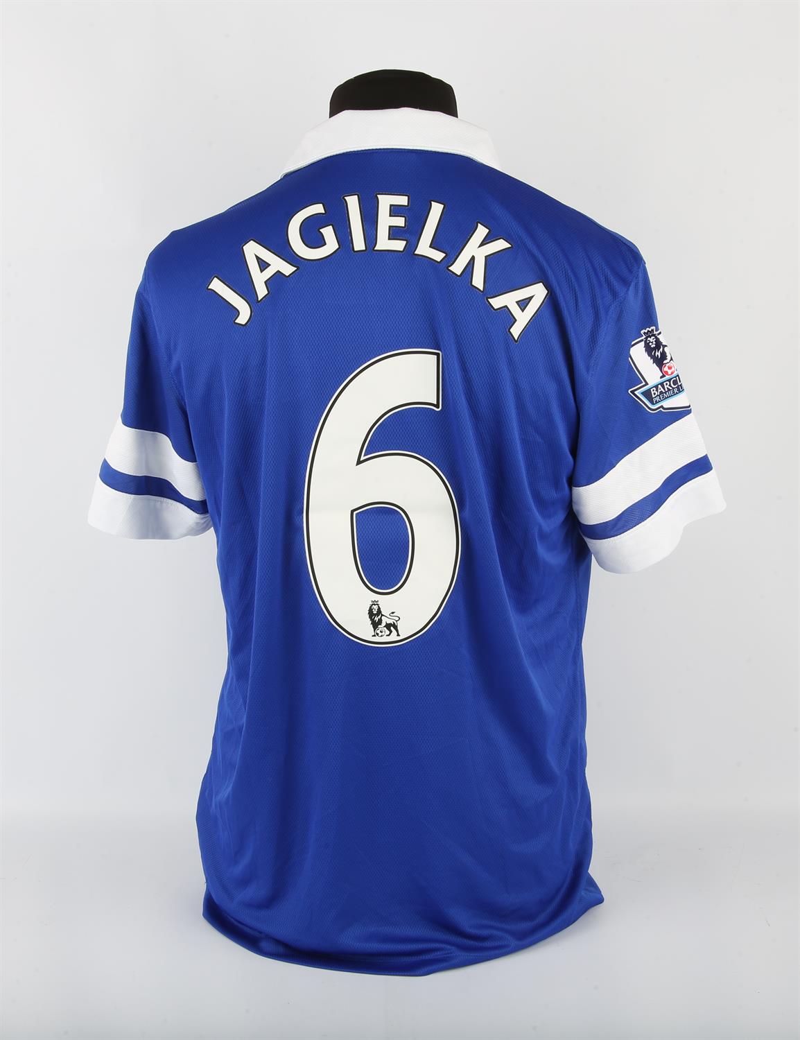 Everton Football club Jagielka (No.6) Premier Season shirt from 2013 - 2014. Provenance Arsenal