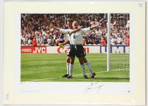 Paul Gascoigne - England Euro 96 arms out signed print - Signed by Paul Gascoigne in black pen,