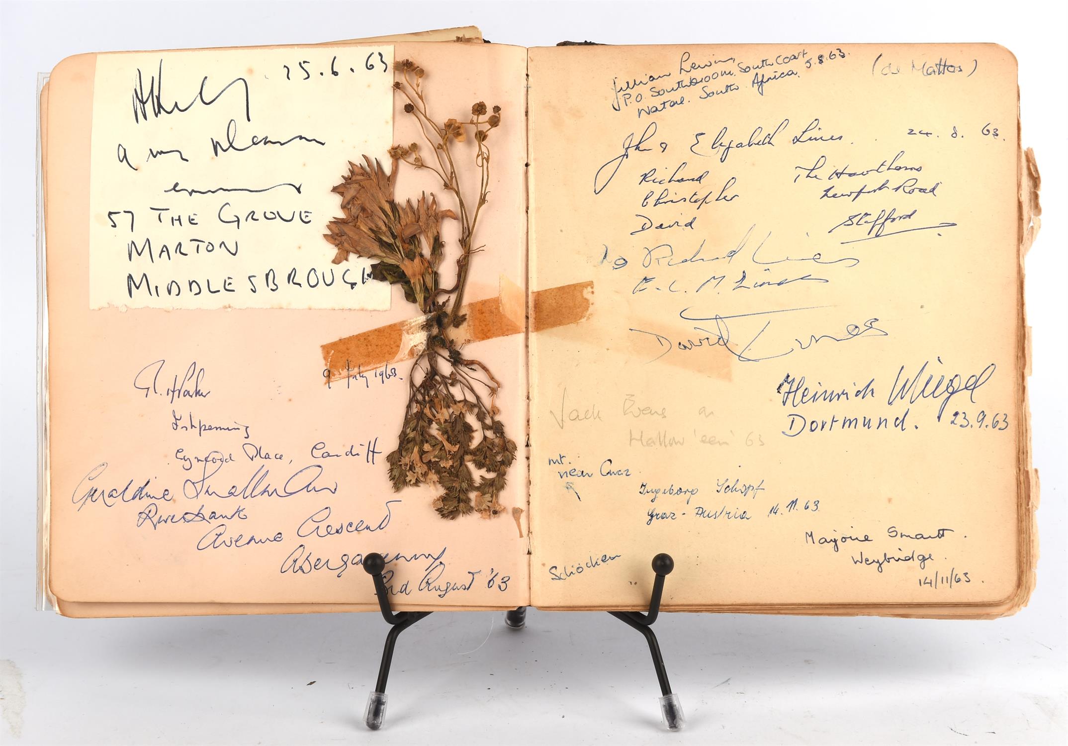 Autograph Album/Visitors Book, 1913-2005 – a bound album with Autographs in gilt to front cover,