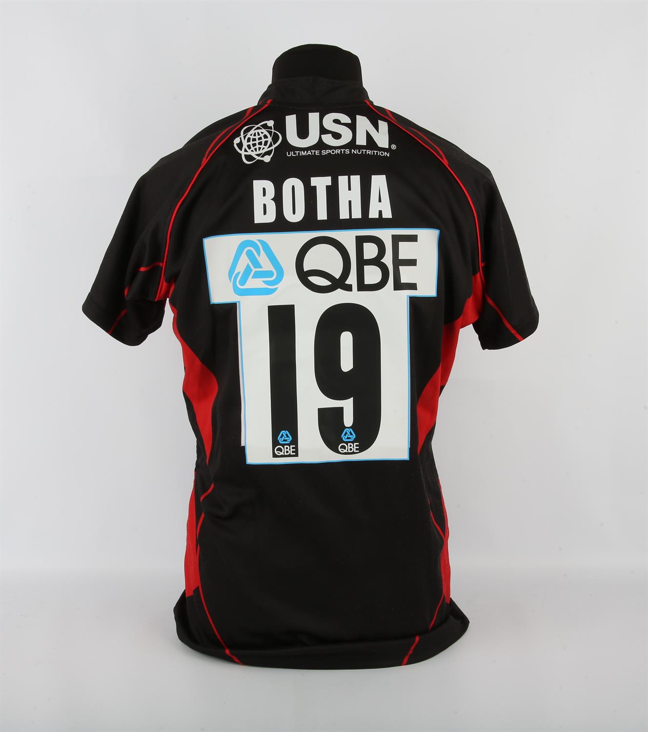 Saracens rugby shirt. 2008 - 2009. Botha (19) S/S match worn.