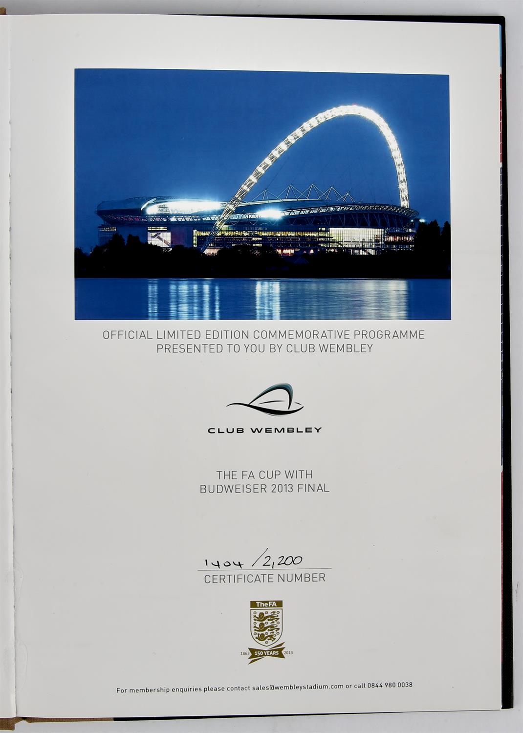 150 years of the FA - Special FA Cup with Budweiser 2013 Final Book - Manchester City v Wigan - Image 2 of 3