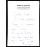 Barry Humphries (1934-2023). Two Autograph Letters Signed; Three Typescript Letters Signed; and a