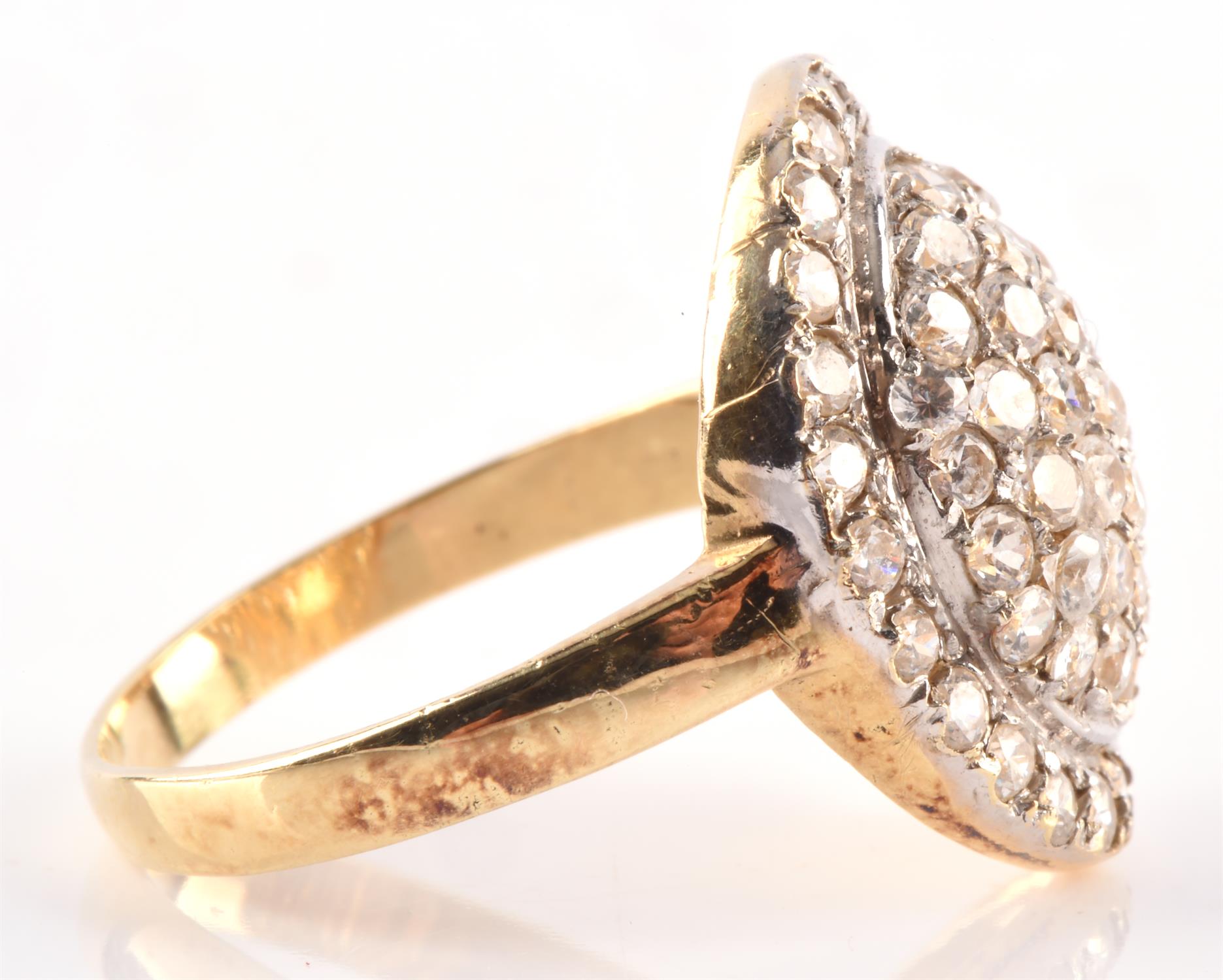 A cubic zirconia domed cluster ring, stamped 14 ct, ring size R - Image 3 of 4