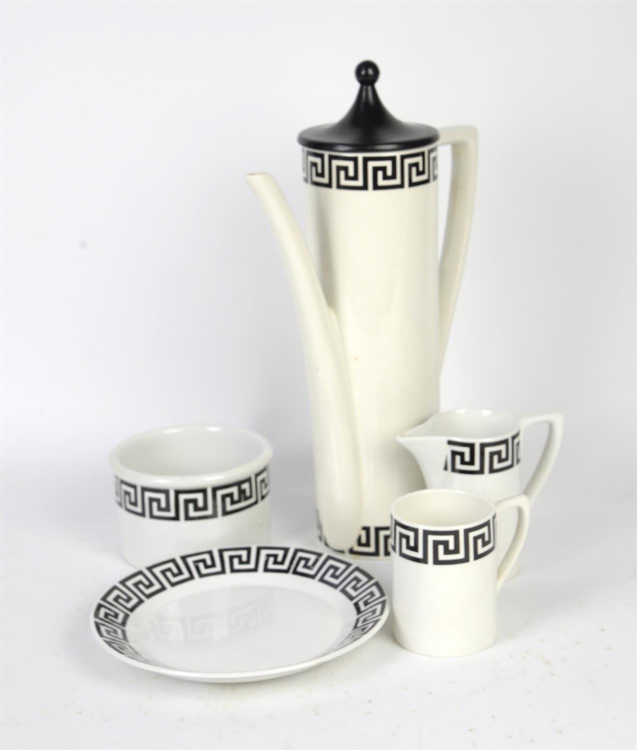 Susan Williams-Ellis, for Port Merion pottery part coffee service decorated with Greek key design,