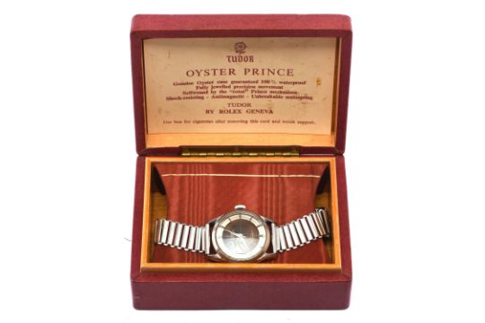 Rolex Tudor A stainless steel gentleman's Oyster Prince 34 wristwatch, the signed black dial with - Image 5 of 5