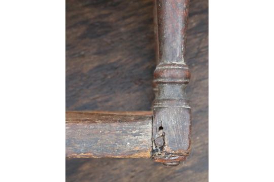 A circular oak table, 19th Century, and later, on four turned legs, joined by stretchers, - Image 5 of 7