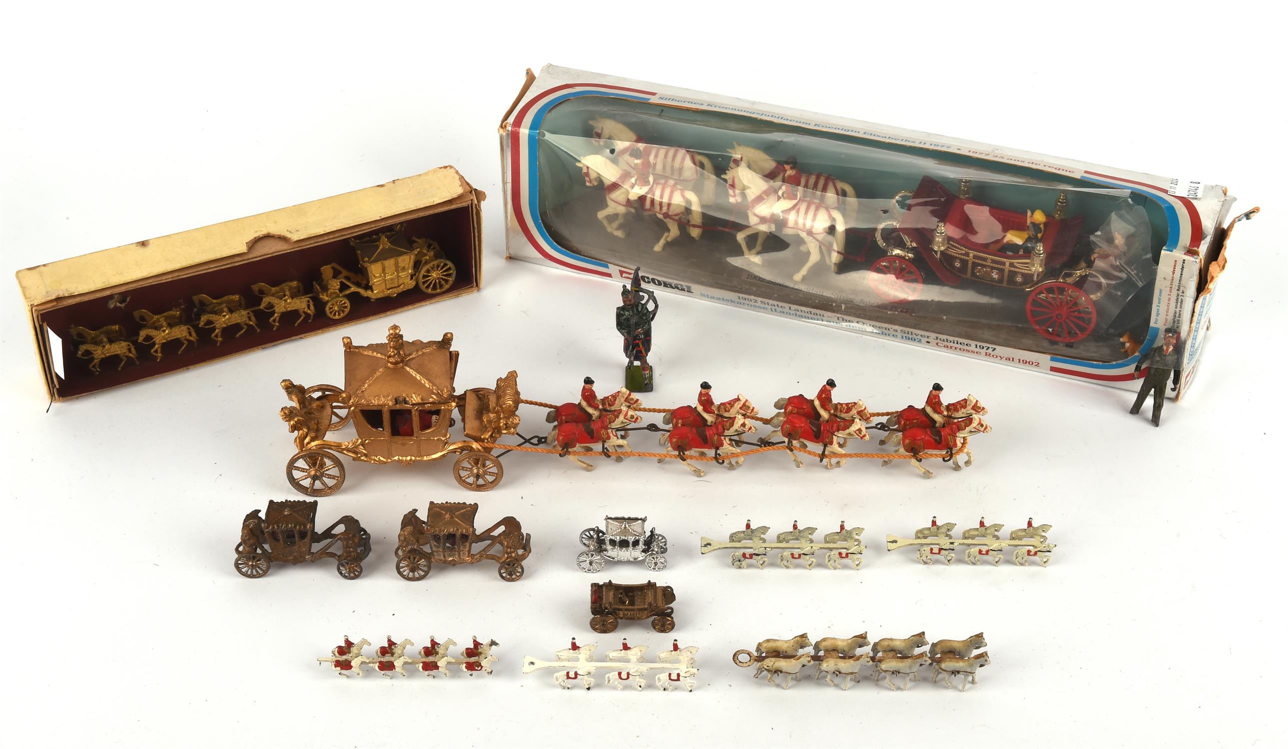 A Britain's large scale hollow cast Coronation coach and train of eight horses, overall length 50cm, - Image 4 of 4