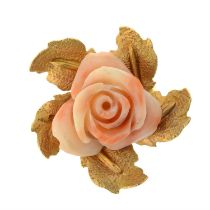 Carved coral rose dress ring