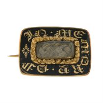 Victorian gold & enamel hairwork memorial brooch