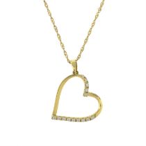 Gem-set heart pendant, with chain