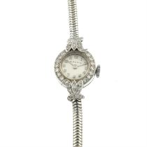 Lady's mid 20th century single-cut diamond watch, with 9ct gold strap