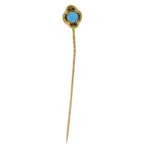 Early 20th century gold blue paste stickpin