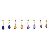 Four pairs gem-set earrings