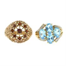 Two 9ct gold gem rings