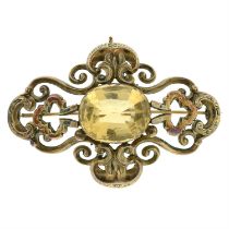 Late 19th century gold citrine brooch
