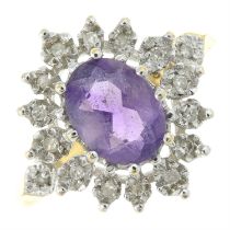 18ct gold amethyst & diamond ring