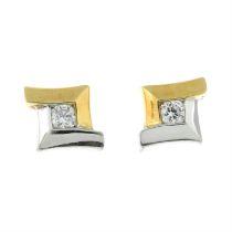 18ct gold diamond bi-colour stud earrings