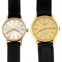 Omega - a wrist watch (19mm) together with a Longines wrist watch.