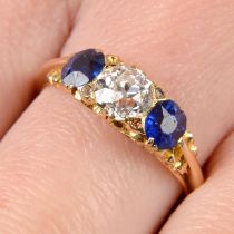 Victorian 18ct gold diamond & sapphire ring
